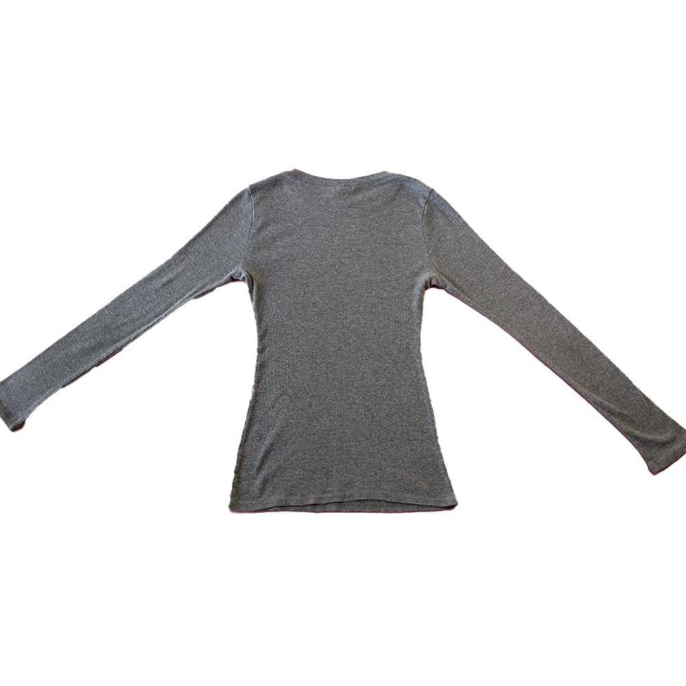 Gray Y2K Stretchy Ribbed Long sleeve top - Picture 5 of 6